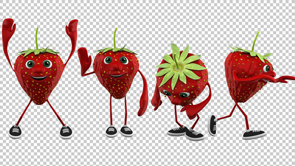 Strawberry Cartoon 3d Character (4-Pack) alt