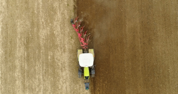 Plowing  Agriculture Field -  Aerial