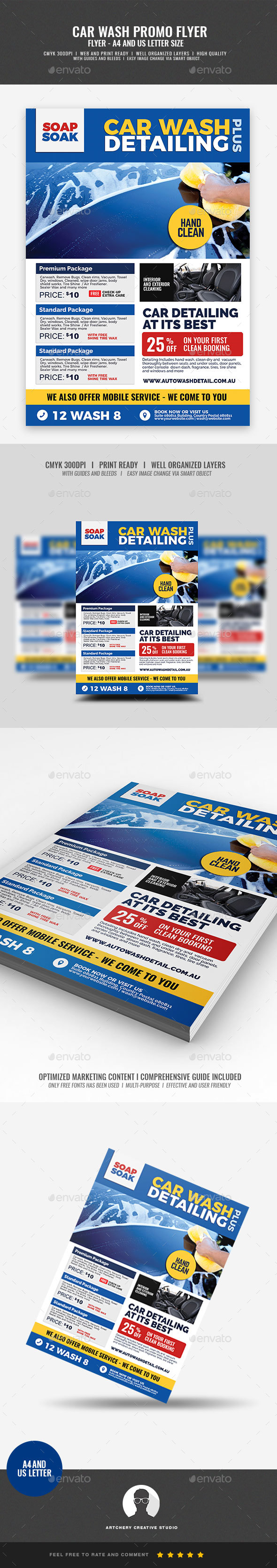 Car Wash Auto Cleaning Service Flyer
