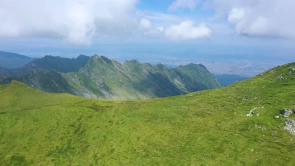 Mother With Daughters Hiking By The Fagaras Ridge 2