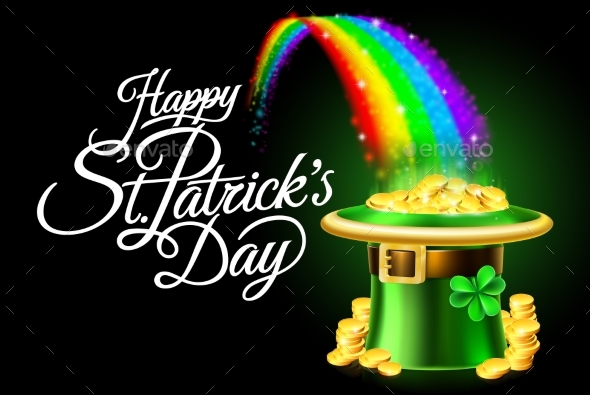 Happy St Patricks Day Leprechaun Hat Rainbow Sign