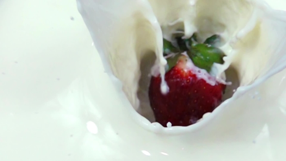 Strawberry Falling Into Milky Cream in alt
