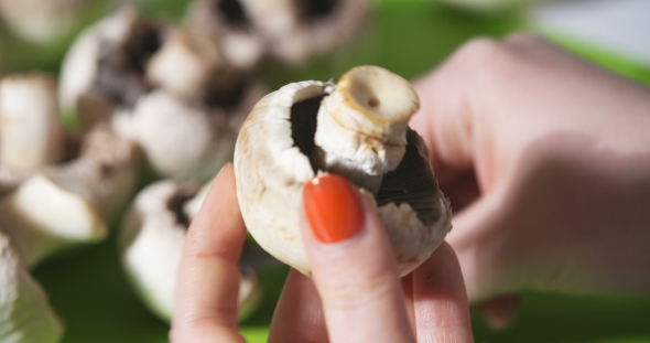 Cleaning Wild Mushroom with Kitchen Knife