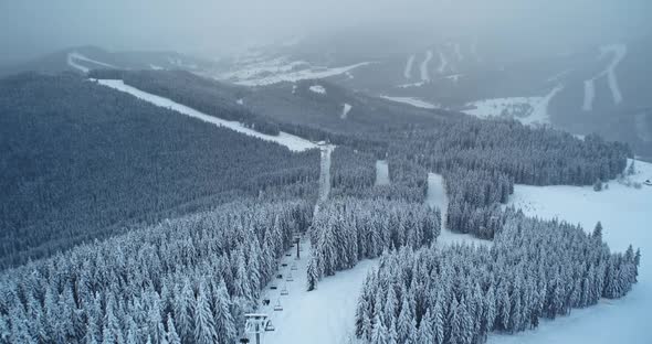 Aerial Winter Ski Resort