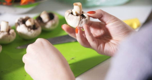 Cleaning Wild Mushroom with Kitchen Knife