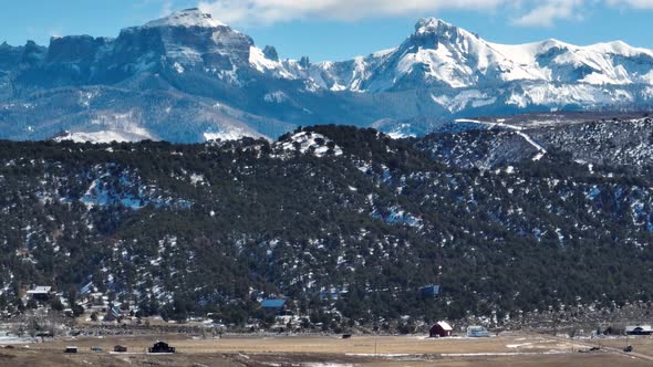 Ridgway Colorado Usa Panoramic View Of Snowy San Juan Mountain Range And Farmland Housing