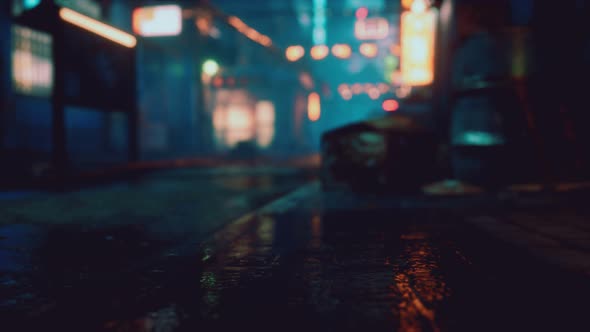 Bokeh Lights on Night Street in Asia alt