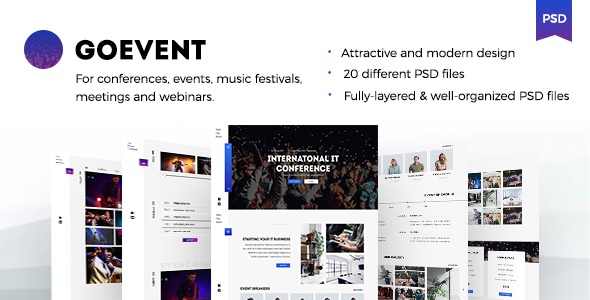 GoEvent – Events & Conference PSD Template