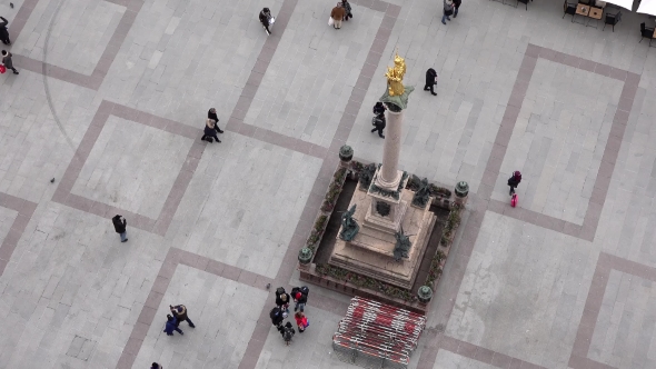 Aerial of People Walking on Square