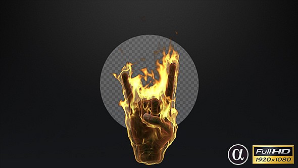 3D Zombie Rock Hand On Fire alt