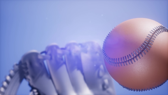 Baseball and Mitt at Blue Sky Background alt