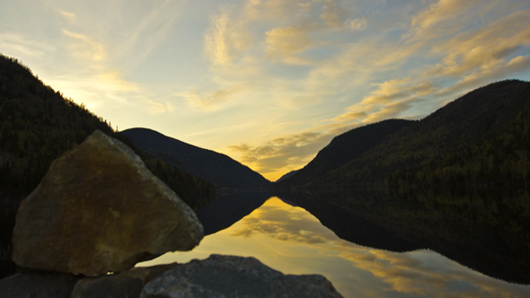 Sunset with a Reflection on a Lake