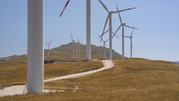 Windmills Converting Wind Energy Into Electricity