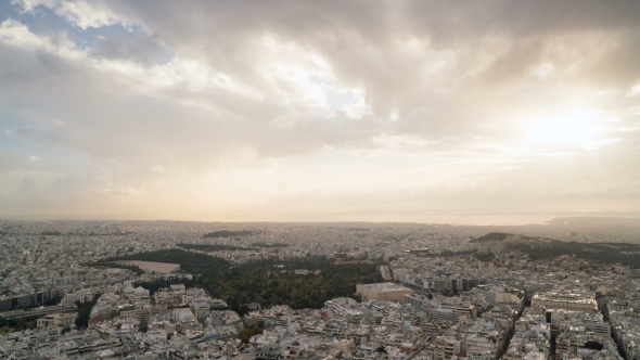 View of Athens and the Acropolis from the Mount Lycabettus