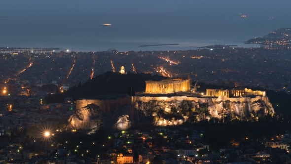 View of Athens and the Acropolis From the Mount Lycabettus