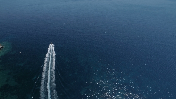 Aerial View of White Boat in Adriatic Sea