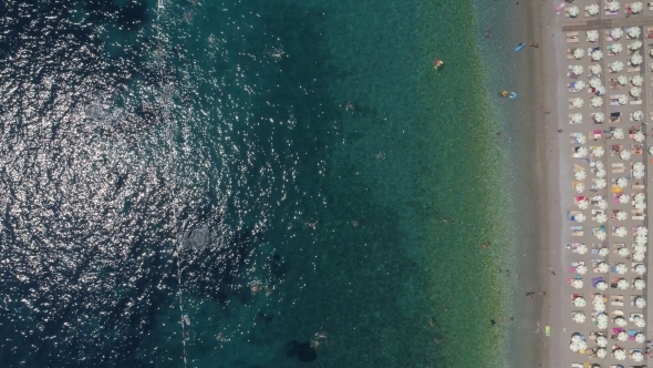 Aerial View To the Kamenovo Beach Near the Town of Budva