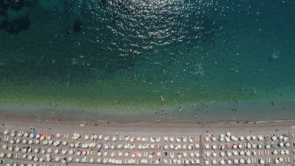 Aerial View to the Kamenovo Beach near the Town of Budva