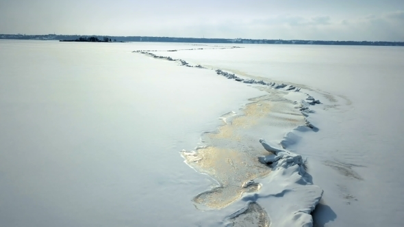 Frozen Water Surface in Winter