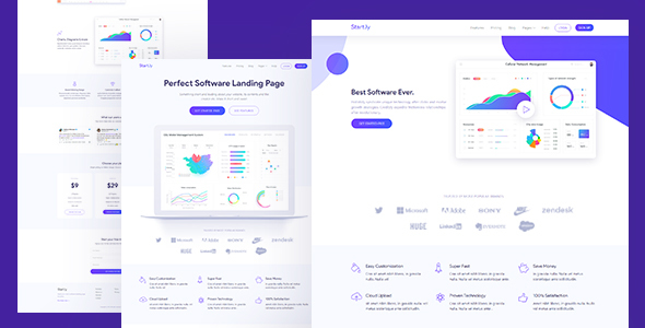 Software & SaaS App Landing Page Template — Startly
