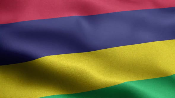 Mauritius Flag Seamless Closeup Waving Animation