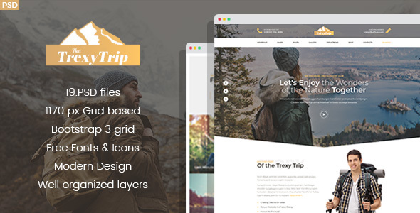 Trexy - Hiking And Outdoor Club PSD Template