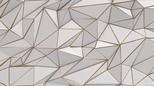 White and Gold Abstract Low Poly Triangle Background