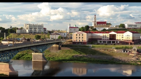 Grodno, Belarus Bridge Across Neman River, Grodno Regional Drama Theatre, St Francis Xavier