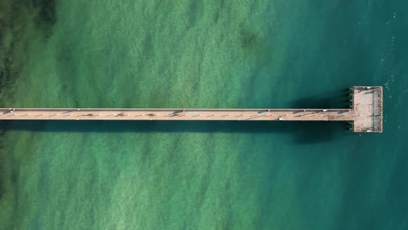 Top Down Static View on the Scenic Pier at Miami Coast, Atlantic Ocean, USA, 