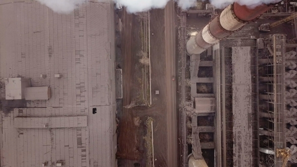 Emission To Atmosphere From Industrial Pipes Smokestack Pipes Shooted with Drone