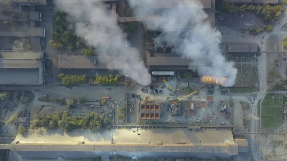 Aerial View of Industrial Oil Refinery Plant Station Gas Industry Background