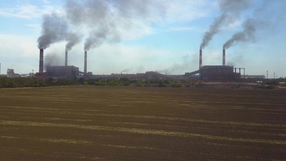 Aerial View of Industrial Oil Refinery Plant Station Gas Industry Background