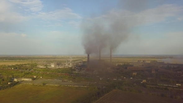 Aerial View of Industrial Oil Refinery Plant Station Gas Industry Background