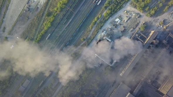 Aerial View of Industrial Oil Refinery Plant Station. Gas Industry Background