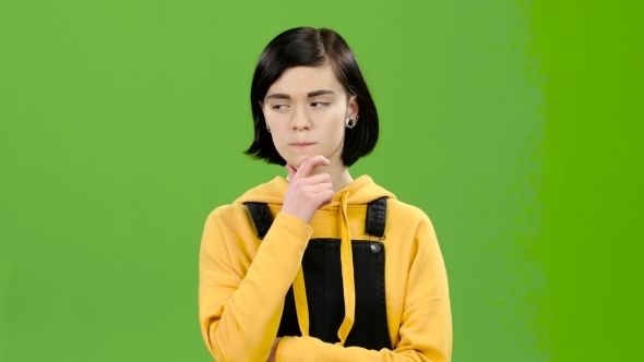 Thoughtful Teenager Reflects on the Theorem. Green Screen