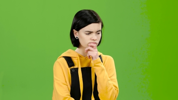 Thoughtful Teenager Reflects on the Theorem. Green Screen