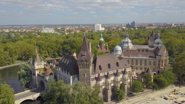 Aerial Video Shows the Heroes Square in Downtown Budapest, Hungary -  Drone Footage Aerial View