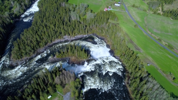 Ristafallet Waterfall in the Western Part of Jamtland