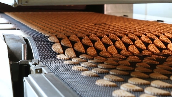 Production Line of Baking Cookies.