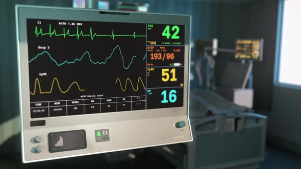 Health monitor is showing the condition of the dying patient at the hospital alt