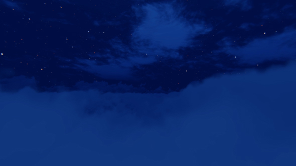 Fly Over The Clouds In Night