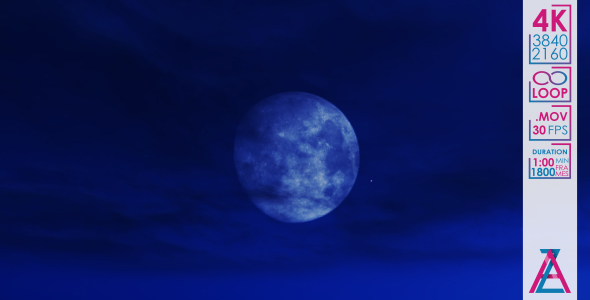 The Great Moon in the Night Sky and Cirrus Clouds alt