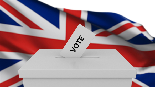 Ballot Box with United Kingdom Flag alt