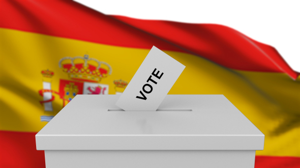Ballot Box with Spain Flag alt