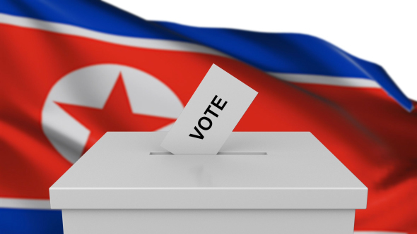 Ballot Box with North Korea Flag alt