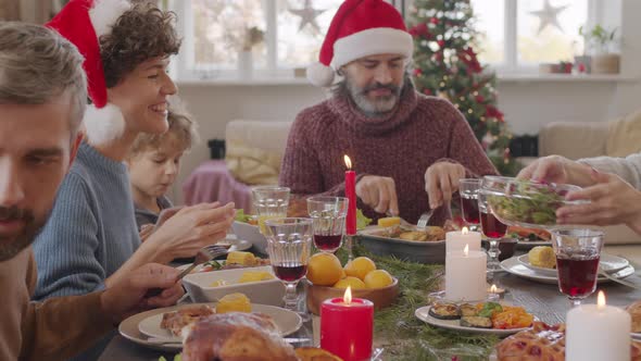 Happy Family Eating Food on Christmas