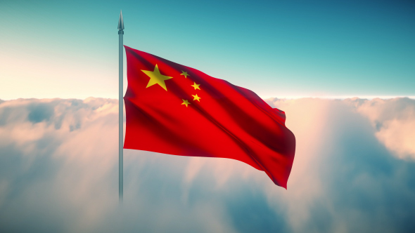 China Flag on the Clouds alt