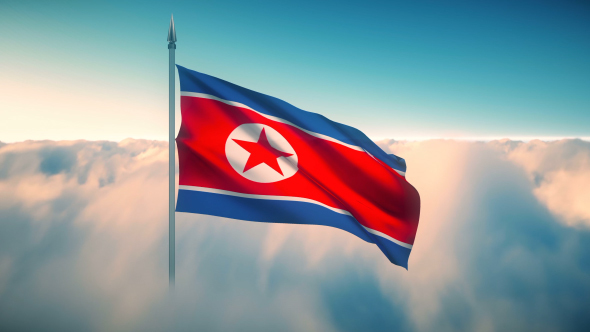 North Korea Flag on the Clouds alt