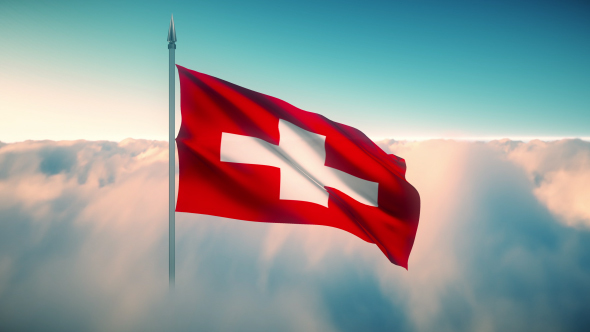 Switzerland Flag on the Clouds alt