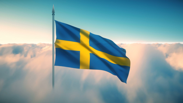 Sweden Flag on the Clouds alt